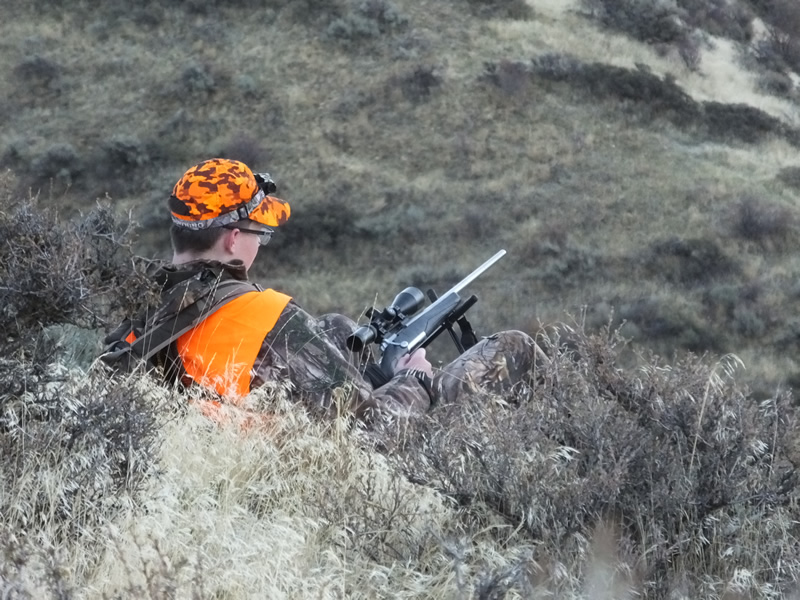 Landen watching for deer.